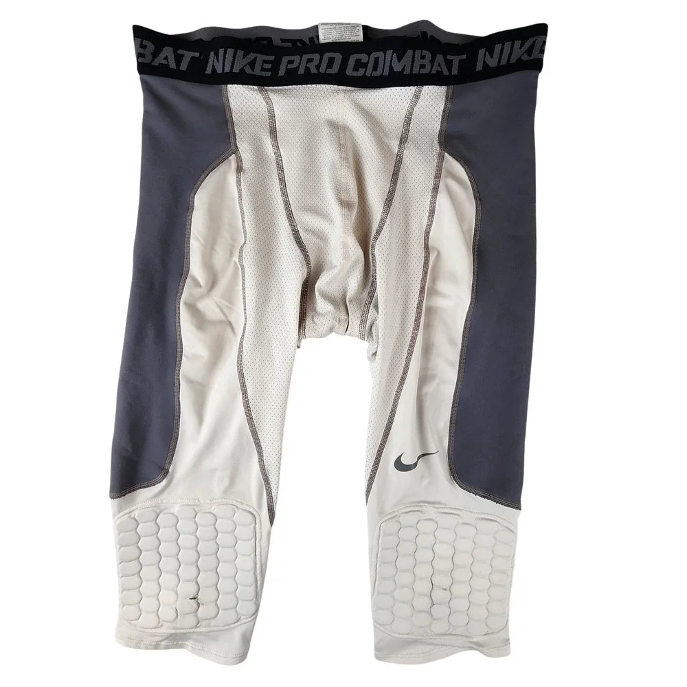 Nike Pro Combat Padded Compression Shorts Mens Medium White Grey